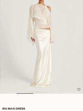 Satin Ivory Maxi Skirt with Side Draping